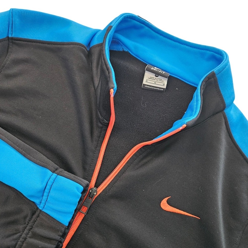 Nike Dri-FIT Track Jacket Mens M Black Blue Orange Full Zip Athletic 512813-040